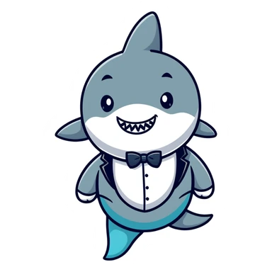 shark wearing a tuxedo sticker