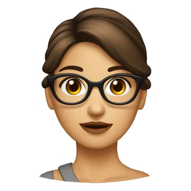 Fille brune au yeux marrons avec des lunettes chignon marron sticker