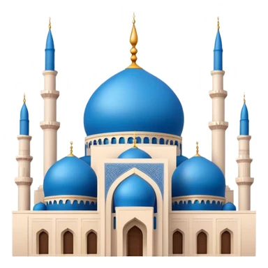 Realistic Mohammad Al-Amin Mosque Landmark Emoji, highlighting its striking blue dome, tall minarets, and elegant Arabic calligraphy. sticker