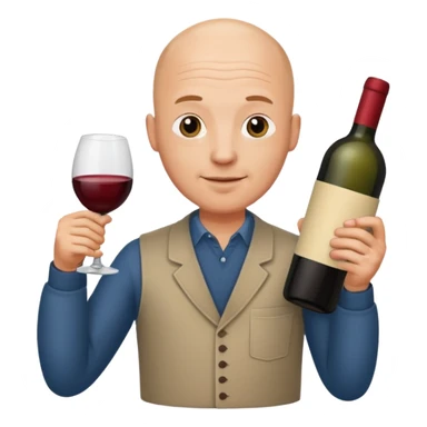 homme chauve avec une bouteille de vin sticker