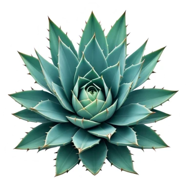 Cinematic Realistic Agave Emoji, Bold and spiky, with long, pointed leaves forming a rosette pattern. The sharp edges and soft blue-green hue exude a sense of rugged beauty and desert resilience. Soft glowing outline, capturing the essence of survival and strength in a striking agave plant! sticker