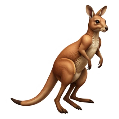 Full-body Australian Kangaroo – Cinematic-realistic Australian kangaroo, jumping with powerful hind legs and a muscular tail for balance. Its reddish-brown fur glows under the golden sunlight, ears perked and eyes alert.  sticker