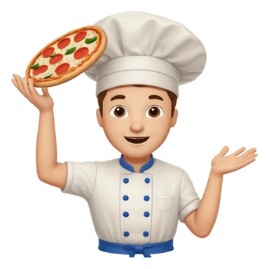 Pizza Chef – tossing pizza dough in air, white hat tilted slightly sticker