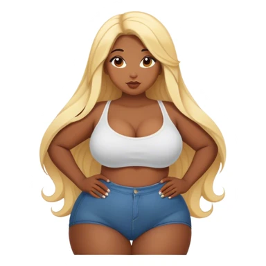 Curvy, blonde long hair, sfw intimate pose black girl  sticker
