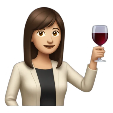 Patricia Bullrich with a cup of wine sticker