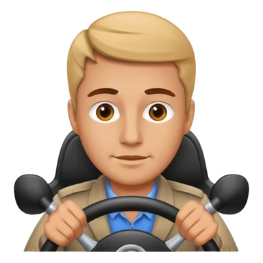 driver with simple face at steering wheel sticker