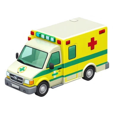 isometric yellow and green ambulance  sticker