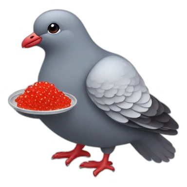 pidgeon holding red caviar in hand sticker