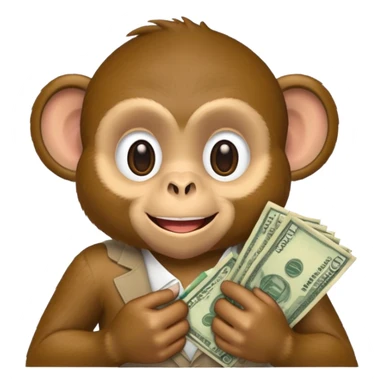 monkey holding money on sholdure sticker