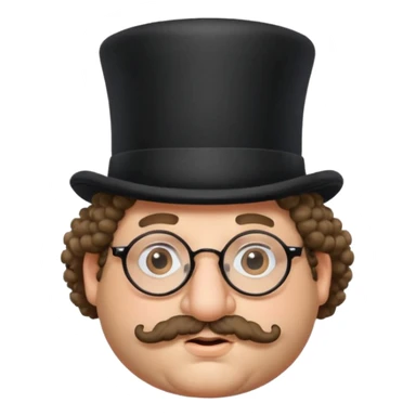 Fat Jewish man with curly hair a top hat glasses and a large nose  sticker