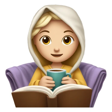 White Girl relaxed reading a book under a blanket with coffee in her hands sticker