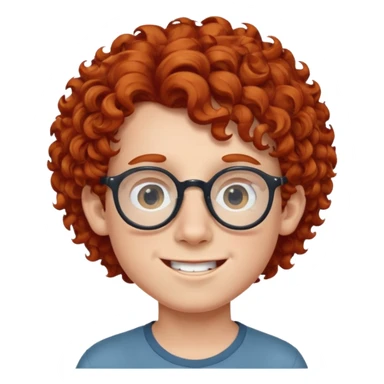 redhead kid with unique face features and very curly hair kid boy happy and big glassess and big nose sticker