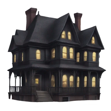 Dark dilapidated 8 story sprawling Haunted Addams manor hotel with attached garage Nevermore Academy  sticker