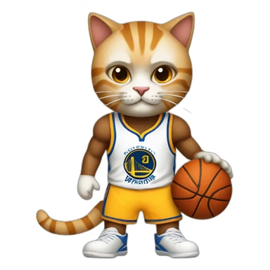 a cat dressed as a warriors basketball player sticker