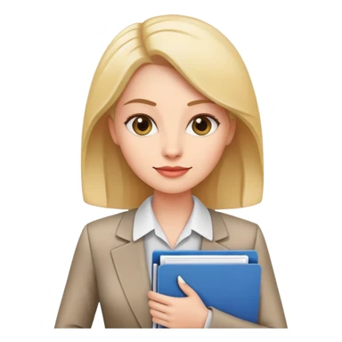business woman with file folder and documents sticker