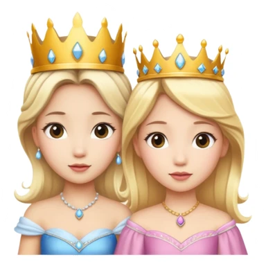 Asian girl and blonde white girl dressed as princesses sticker