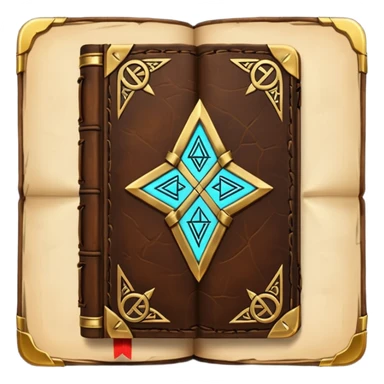 Spell Book – Old leather book with glowing runes and bookmarks sticker