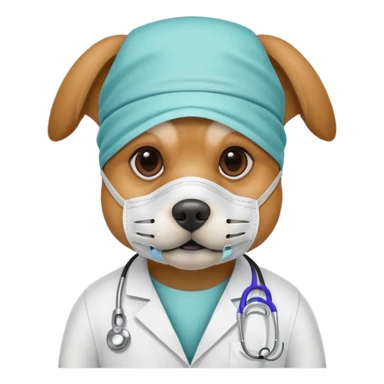doctor dog Wearing Medical Mask sticker