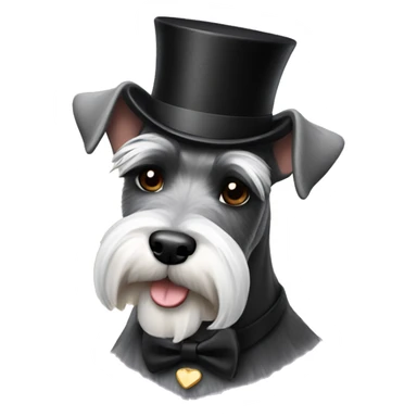 Schnauzer with a top hat sticker
