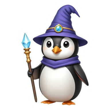 penguin wizard with magic wand and wizard hat sticker