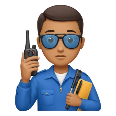 school security, blue cloth, sun glasses, holding walkie-talkie sticker