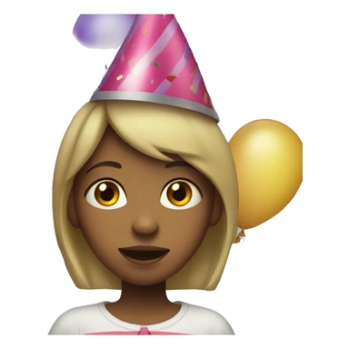 Girl crying holding balloons and wearing a party hat  sticker
