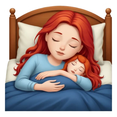 Red long hair girl sleeping in bed alone sticker