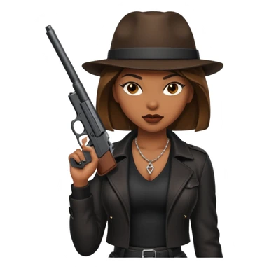 A sexy black female gangster with a gun sticker