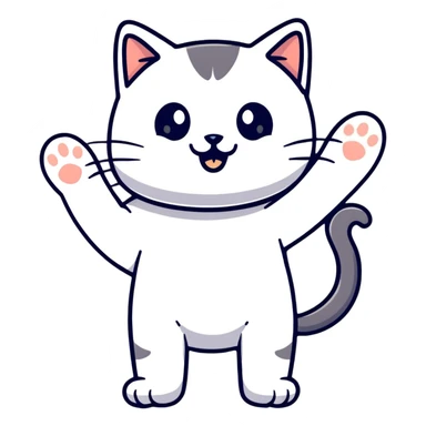 playful cat with paw up sticker