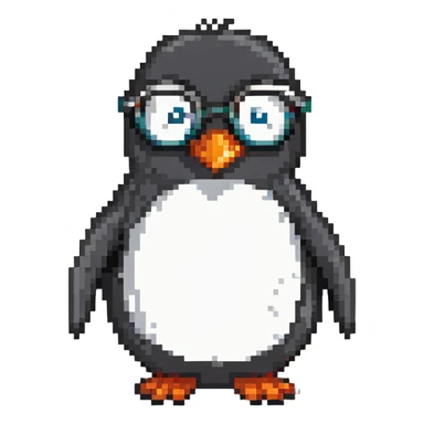 cute penguin head with round glasses, smart looking sticker