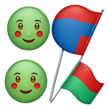 Emoji de bandera, mitad, azul y mitad inferior verde con un círculo rojo en el centro de la bandera en forma de rueda sticker