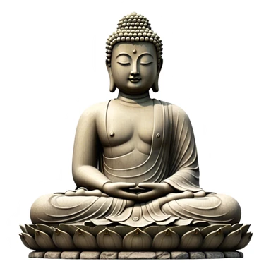 Cinematic Realistic image of the Big Buddha Monument of Sinheungsa Temple, portrayed as a towering, serene Buddha statue carved from weathered stone with intricate details and a gentle meditative expression, set within an ancient temple landscape enveloped in soft, ethereal lighting that underscores its spiritual majesty. sticker