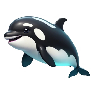 Cinematic Comical orca Portrait Emoji, Head tilted dramatically with an exaggeratedly shocked expression, featuring a sleek black-and-white body with wide, comically expressive eyes full of playful disbelief and animated flippers, Simplified yet hilariously expressive features, highly detailed, glowing with a slightly sassy oceanic glow, high shine, dramatic yet playful, stylized with an air of cheeky marine mischief, soft glowing outline, capturing the essence of a meme-worthy orca that looks ready to make waves with its hilariously dramatic antics! sticker
