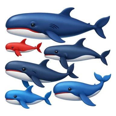 Deepseek whale emojis in blue black and red. sticker