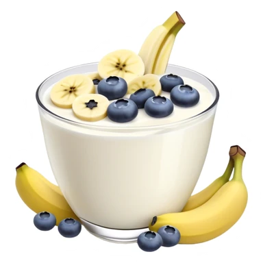 Yogurt with sliced bananas and blueberries sticker