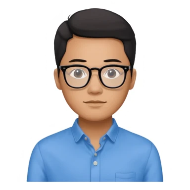 Khalil Fong, America-born Hong Kong-based singer-songwriter, wearing black-framed glasses and a blue long-sleeved shirt, no tie sticker