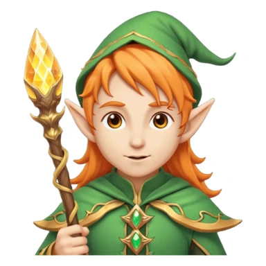 Orange Haired Elf, Mage elf with glowing orange staff sticker