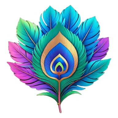 Futuristic, bold, colorful, highly detailed, isolated 3D render, Peacock Begonia feather sticker