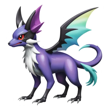 Shiny Noibat-Noivern-Mightyena-Silvally-Fakémon-hybrid-creature (full body)  sticker