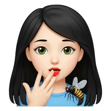 A cute long black haired girl sending a fly kiss  sticker