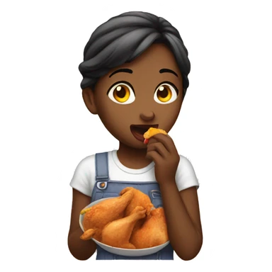 Girl eating chicken sticker