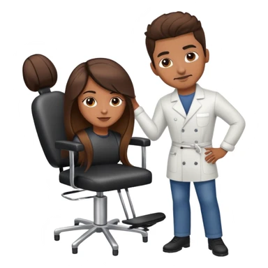 Hispanic hairstylist standing behind stylist chair sticker