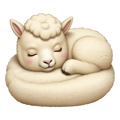 Meme-Worthy Cute Sleeping Cream Alpaca Portrait Emoji, Head resting peacefully with a contented smile, showcasing a delightfully robust build and a luxuriously soft cream fleece, eyes shut in a serene nap, Simplified yet hilariously adorable features, highly detailed, glowing with a soft, drowsy light, high shine, relaxed and utterly lovable, stylized with an air of playful laziness, bright and heartwarming, soft glowing outline, capturing the essence of a comically sleepy alpaca, so meme-worthy it feels like it could instantly become the next viral sensation of adorable slumber! sticker