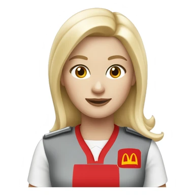 White girl blonde hair in McDonald’s UK uniform sticker