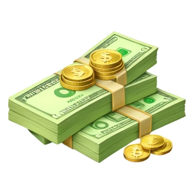 stack of coins and a banknote, representing money sticker