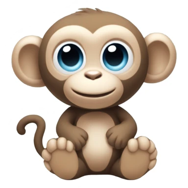 Light brown body, light blue eyes, baby monkey, jellycat stuffed animal sticker