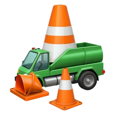 green tank crushing a traffic cone directly underneath its treads, emoji style sticker