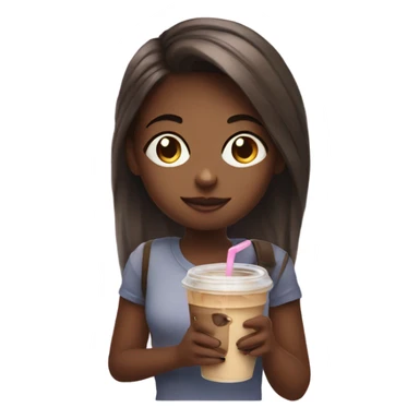 Cute Girl with iced coffee and cellphone  sticker