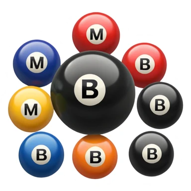 Black pull Ball with MB written on it. Nothing else no holes. sticker