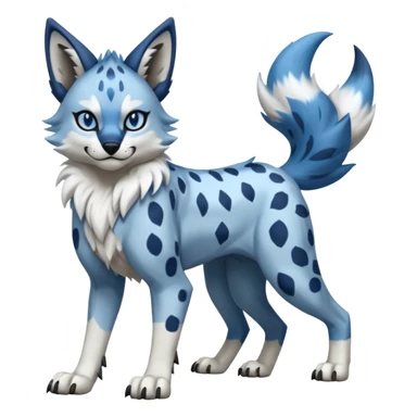 Blue serval-Lycanroc-wolf-fusion-hybrid, full body sticker